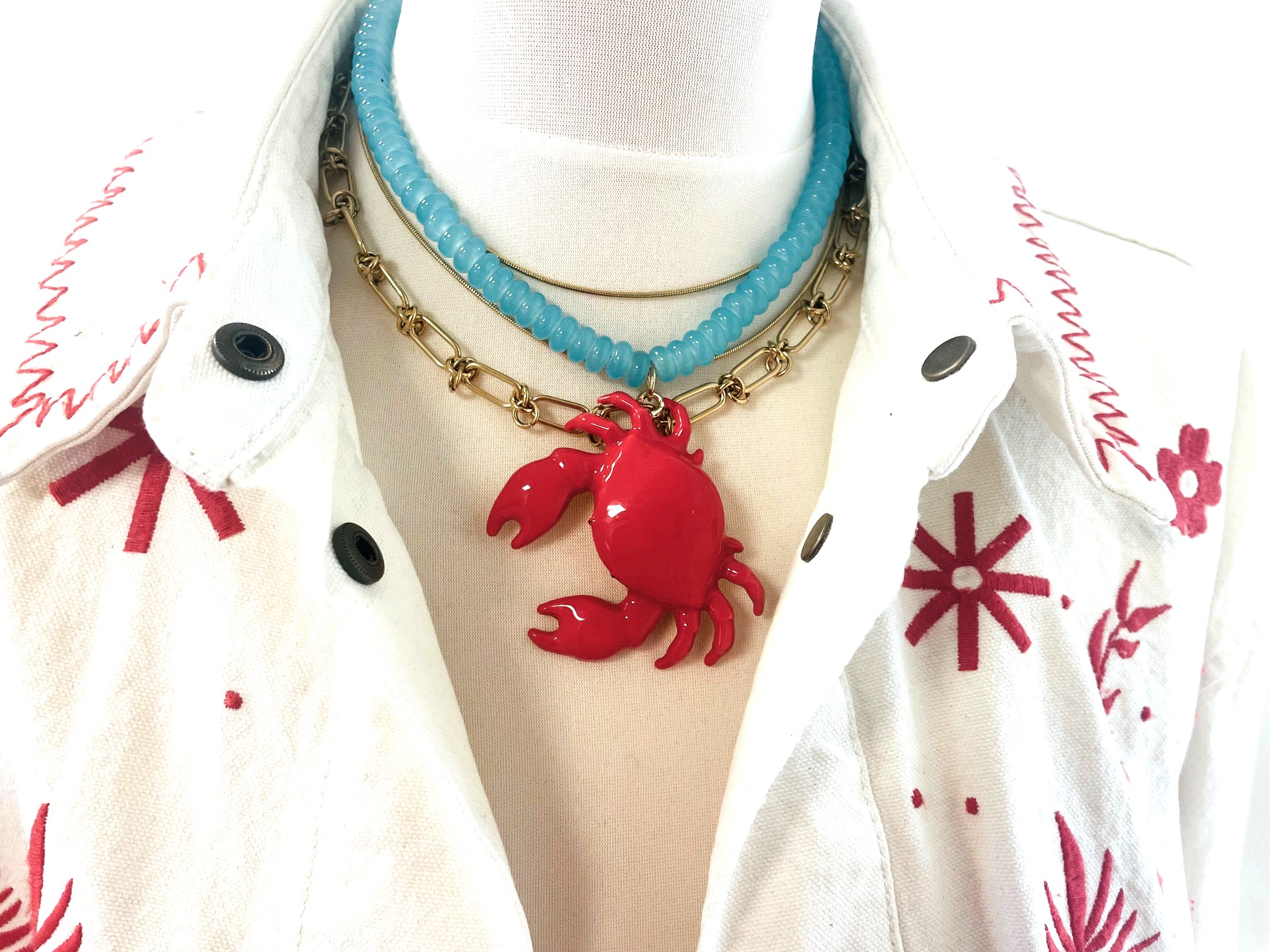 Ketting emaille krab