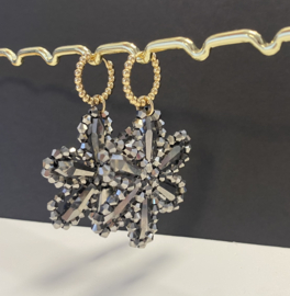 Oorbellen flower metallic anthracite
