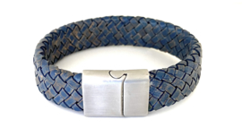 Heren armband gevlochten leer breed jeans