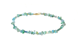 Ketting turquoise kristal/pareltjes/edelsteen