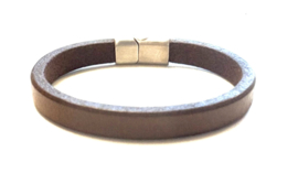 Heren armband glad Italiaans leer bruin