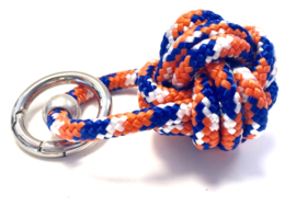 Sleutelhanger scheepsknoop paracord oranje/blauw/wit