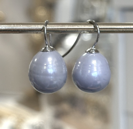 Vermeer parel oorbellen lila/zilver