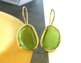 Oorbellen cateye steen groen