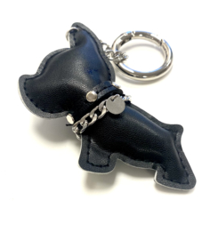 Sleutelhanger bulldog schakelketting zilver zwart