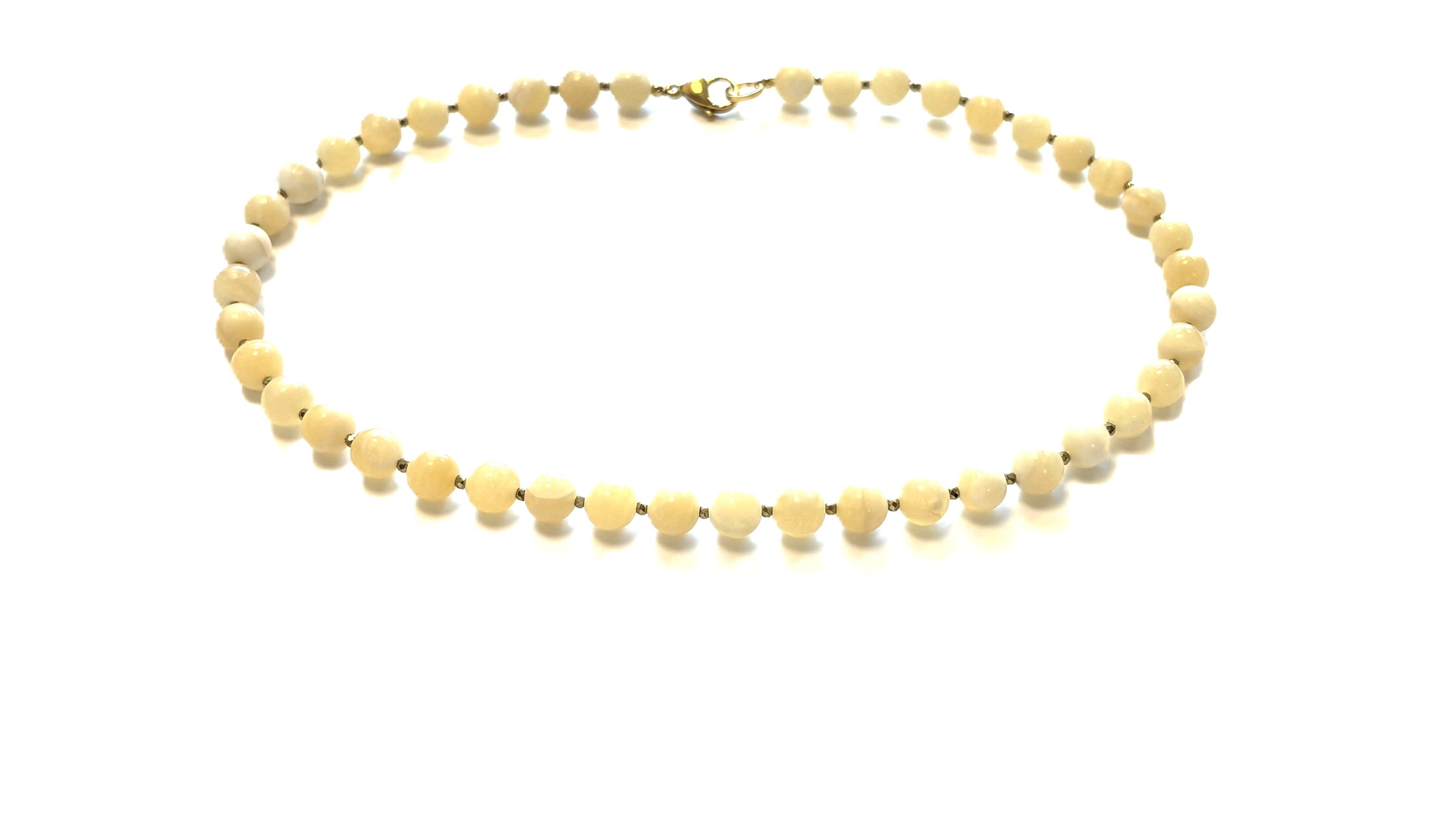 Ketting licht gele Jade 8mm