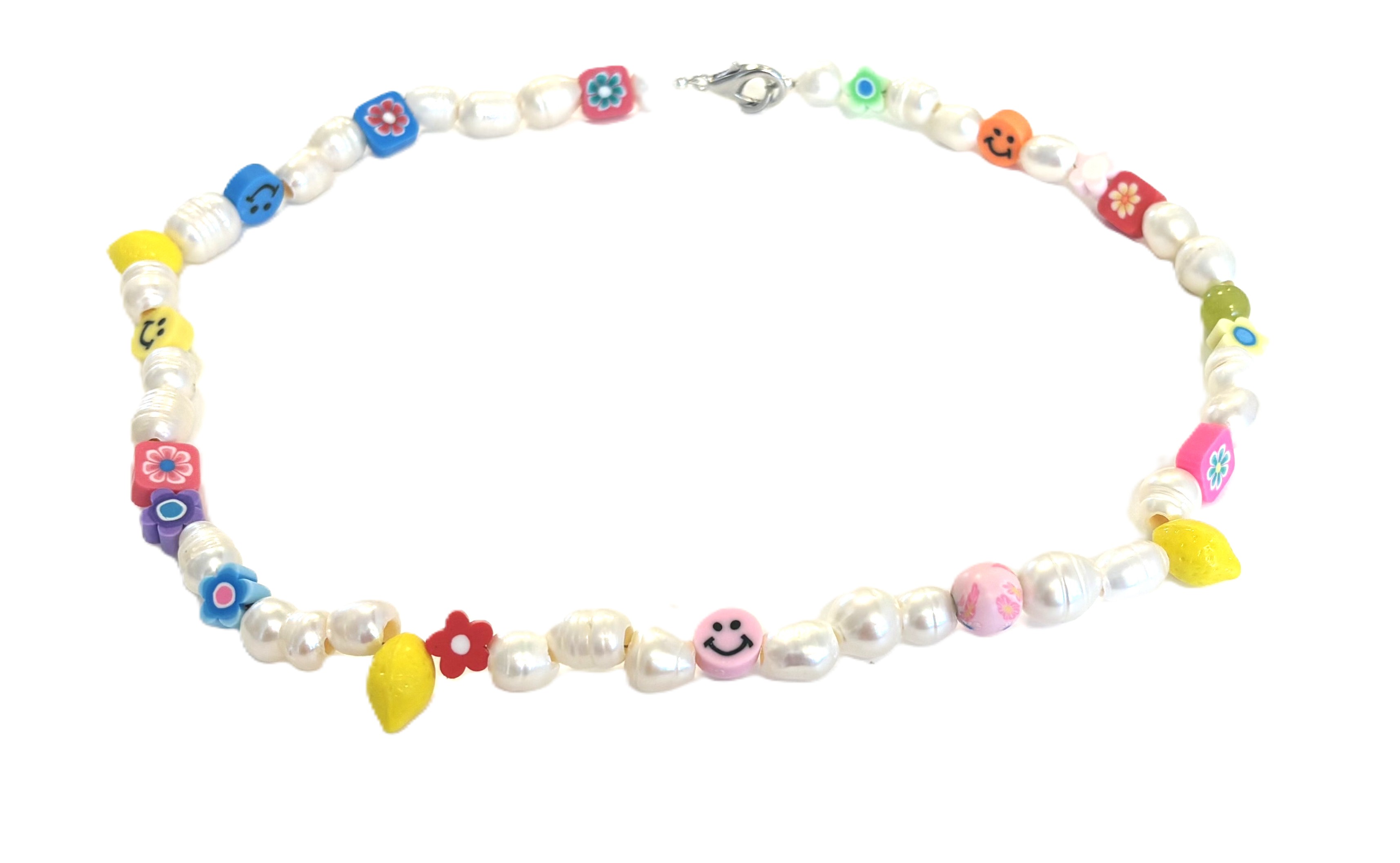 Ketting grote parels/smiley/fruit
