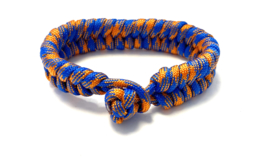 Heren armband gevlochten paracord blauw/oranje