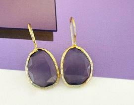 Oorbellen cateye steen paars