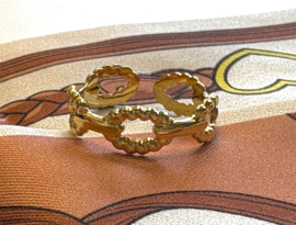 Ring carved links Hermes style gold