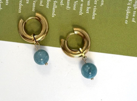 Oorringen goud Chalcedoon