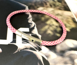 Armband paracord smal roze/wit