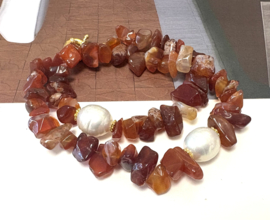 Ketting chipstone agaat barok parel