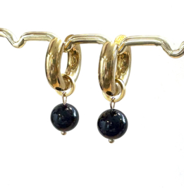 Oorringen goud Onyx