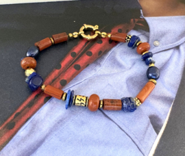 Armband rode Jaspis/Lapis Lazuli