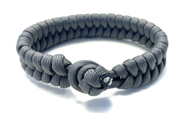 Heren armband gevlochten paracord grijs