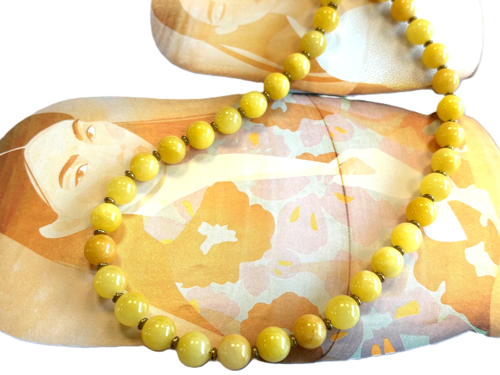 Ketting gele Jade 10mm