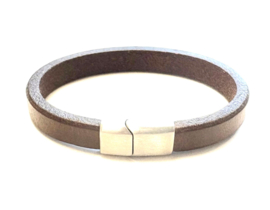 Heren armband glad Italiaans leer bruin