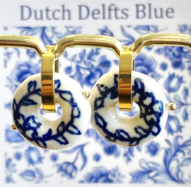 Oorringen Delfts blauwe keramiek rondelle