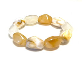 Bracelet large beads sand tones