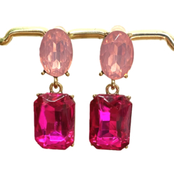 Oorbellen kristal pink