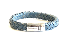 Heren armband gevlochten leer  jeans