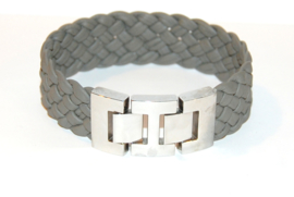 Heren armband gevlochten nappa leer  breed airforce