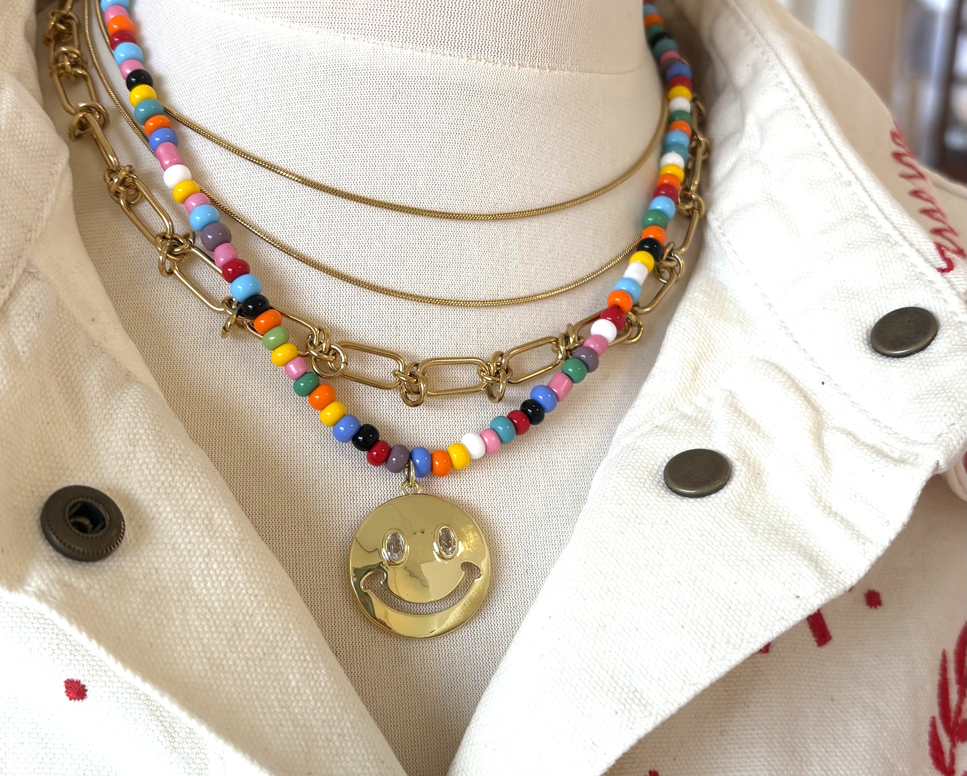Ketting multicolor met smiley