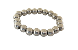 Heren armband stainless steel zilveren kralen groot