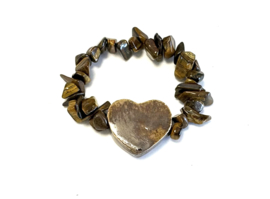 Armband hart kiezel en tijgeroog