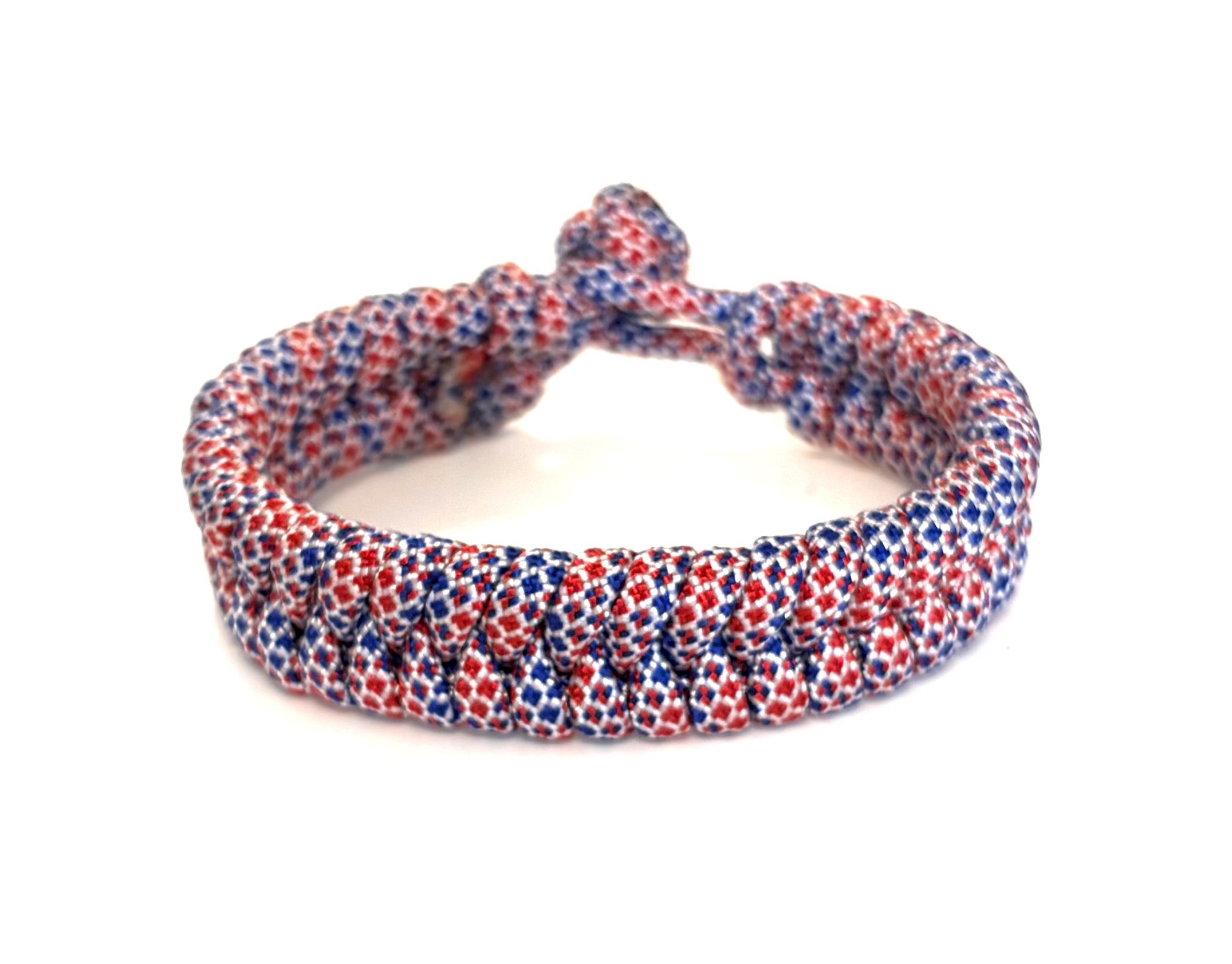Heren armband paracord rood/wit/blauw