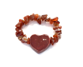 Armband bordeaux hart en agaat