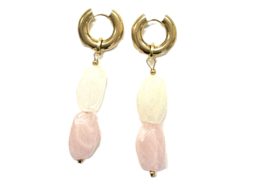 Oorringen met acryl kralen roze/wit