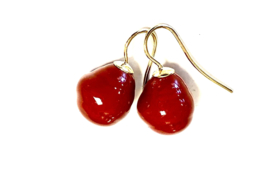 Barok parel oorbellen rood/goud