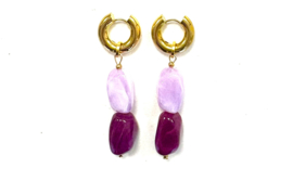 Earrings with purple and lilac acrylic beads