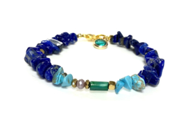 Armband natuursteen Lapis en Turquoise