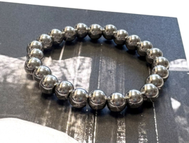 Heren armband stainless steel zilveren kralen