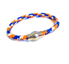 Heren armband paracord oranje blauw wit