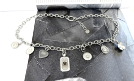 Schakelketting zilver met bedels