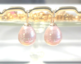Vermeer parel oorbellen roze/goud