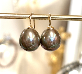 Klassieke parel oorbellen brons/goud