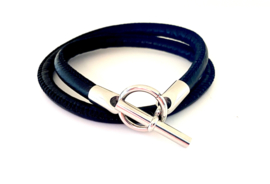 Armband leer hermes style zwart