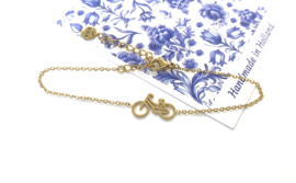 Armband fietsje goud
