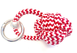 Sleutelhanger scheepsknoop paracord rood/wit