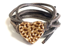 Armband leren veter met tijger hart