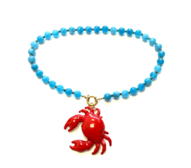 Ketting Amazoniet met emaille krab