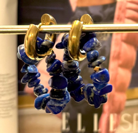 Oorringen natuursteen lapis lazuli