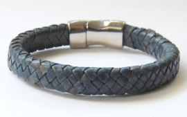 Heren armband gevlochten leer  jeans