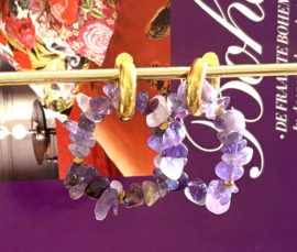 Oorringen natuursteen amethist