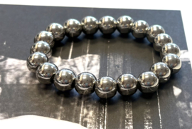 Heren armband stainless steel zilveren kralen groot